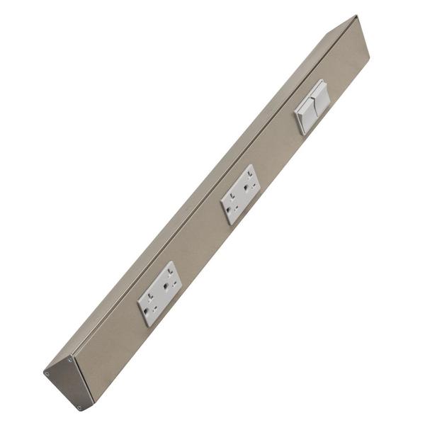 24" 20 amp 120 volt Satin Nickel 2 Single Pole Switch/Receptacle Combination Power Strip
